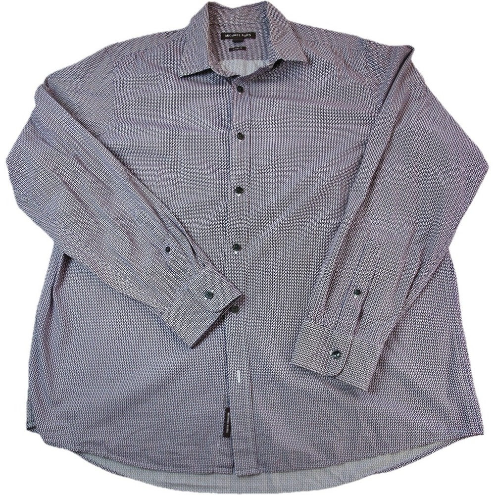 Michael Kors Shirt Mens XL Blue Geometric Long Sleeve Button Down Classic Fit